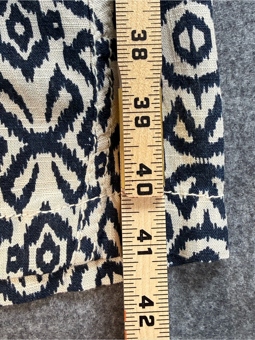 1850 Navy Blue Cream Linen Blend Boho Print Wide Leg Drawstring Pants Medium - Picture 10 of 13